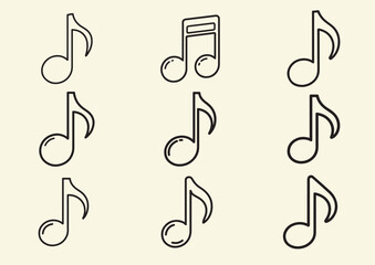 Music note line art Vector Set
