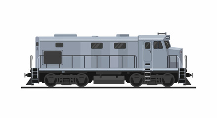 Grey Diesel Locomotive Train Side View Illustration. © progoz