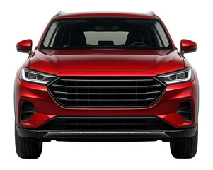 Fototapeta premium Sleek red SUV with modern design and bold front view.
