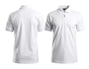 White polo shirt mockup showing front and back views isolated on a white background.