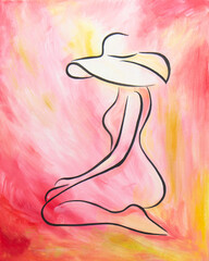 outline of a naked girl in a hat