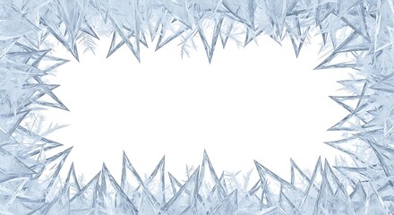 Detailed Transparent Ice Crystals Create a Striking Frozen Border Frame