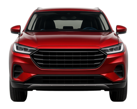 Sleek red SUV with modern design and bold front view.