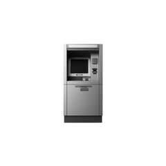 Modern ATM Machine Isolated on Black Background - Banking Technology