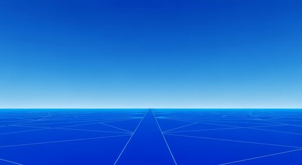 cean Horizon With Bright Blue Sky and Glowing Data Paths