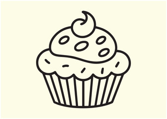 Cute baby cupcake line art Vector