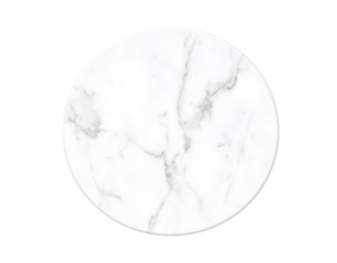 White marble stone round shape isolated on a transparent background.
