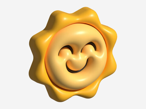 Happy 3D Cartoon Sun Icon design illustration