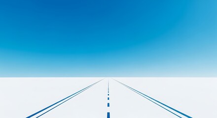Endless Road Leading Towards a Bright Future Under a Clear Blue Sky