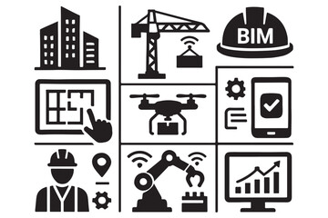 construction technology, building, BIM, blueprint, drone, robot, project management, construction site, smart tech, innovation, engineering, construction tools