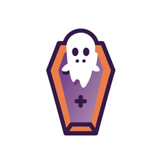 Obraz premium Spooky halloween coffin icon with a flat design aesthetic
