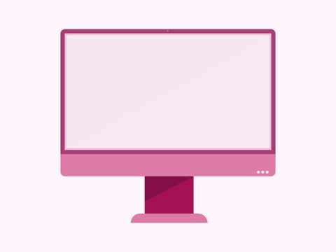 Pink Flat Desktop Monitor with Blank Screen