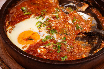 chirbuli, scrambled eggs with tomatoes, Georgian dish, homemade, breakfast, no people,