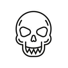 Halloween skull outline vector icon for spooky designs