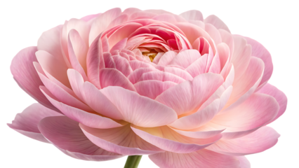 Close up shot of a light pink ranunculus flower