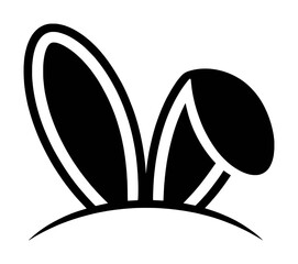 Black and White Stylized Bunny Ears Icon on White Background