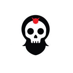 Halloween skull outline vector icon for spooky designs