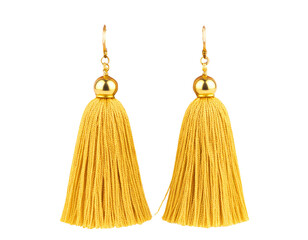  “Luxury Tassel Jewelry Set in Gold, Earrings and Ring, isolated on a transparent background”.