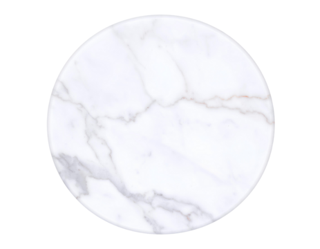 White marble stone round shape isolated on a transparent background.