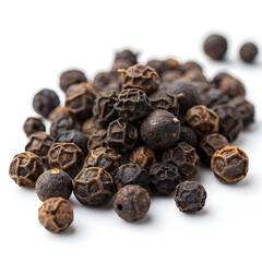 Obraz premium Dried black pepper seeds are sharp, aromatic spices used globally to enhance flavor