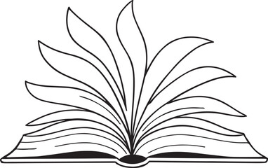 Abstract Open Book with Pages Turning Vector Icon