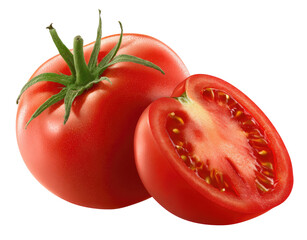 Ripe tomato, whole and halved, vibrant red (1)