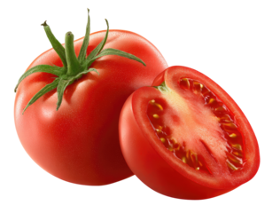 Ripe tomato, whole and halved, vibrant red (1)