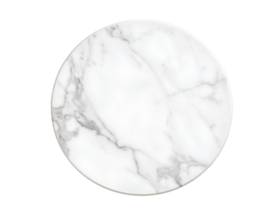 White marble stone round shape isolated on a transparent background.