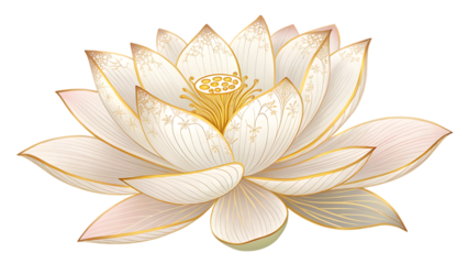 A detailed illustration of a white lotus flower