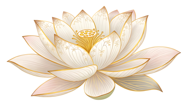A detailed illustration of a white lotus flower