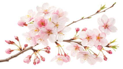 Obraz premium A branch of light pink cherry blossoms on display