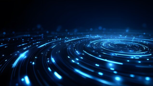 Futuristic Blue Digital Circular Light Path