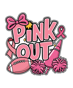 Ribbon Cheer Football Mom  Breast Cancer Awareness png