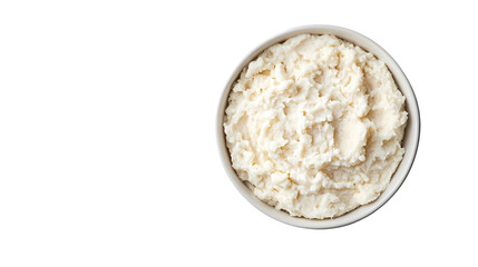 Fresh cauliflower florets in bowl Isolated transparent on white background