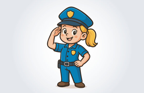 Kids police mascot cartoon character vector template