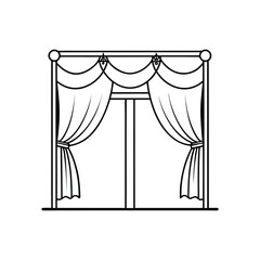 curtains line art vector illustration