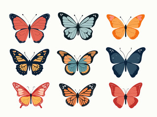 set of butterflies