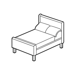 Bed with pillows isolated vector illustration.