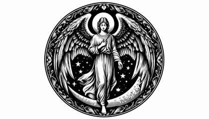 Elegant Angelic with Wings and Rays