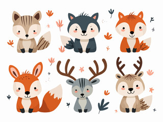 set of funny animals