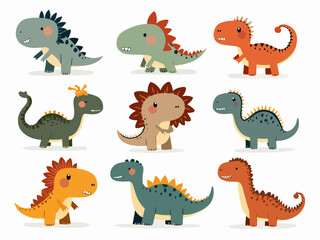 set of cartoon dinosaurs