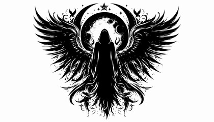 Obraz premium The silhouette of a majestic and mysterious winged figure