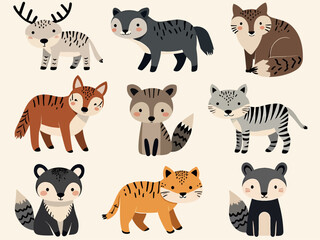 set of funny animals