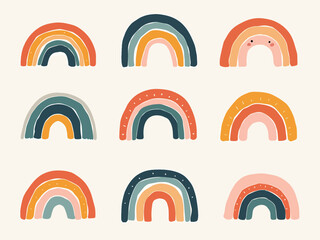 Set Pastel Rainbow Arches Pattern for Kids Decor and Modern Design