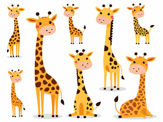 Seamless pattern with giraffe and baby safari animal vector illustration featuring cute cartoon mammals in a fun wild jungle nature art style