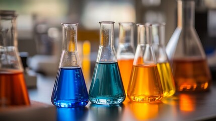 Exploring chemical reactions colorful test tubes and beakers in a laboratory environment for scientific research