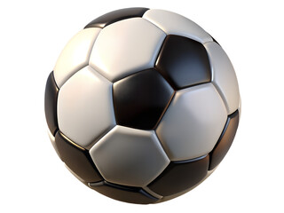 3d illustration of classic black and white soccer ball isolated on transparent background, representing the sport of football and athletic competition
