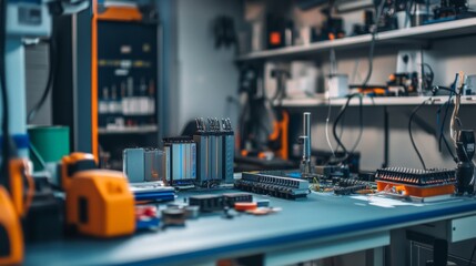 Fototapeta premium Exploring advanced lithium-ion battery technology in a high-tech laboratory environment a detailed overview