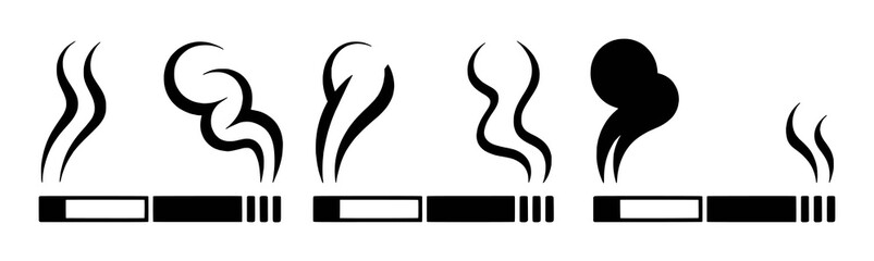 Collection of Cigarette Smoke Icons and Symbols