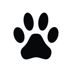 paw print icon, black animal footprint symbol